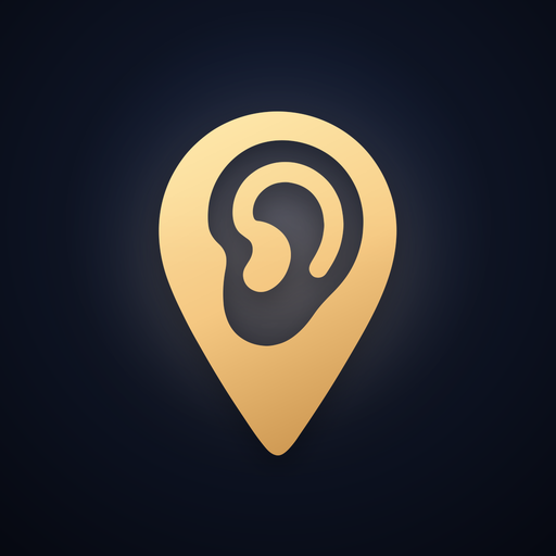 Echivo app icon: a golden map pin with an ear